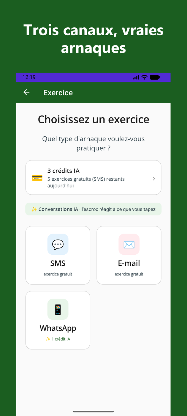 Choix entre SMS, e-mail et WhatsApp